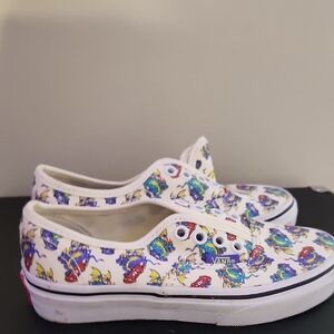 Vans Kids White Sneakers with Colorful Cartoon Design